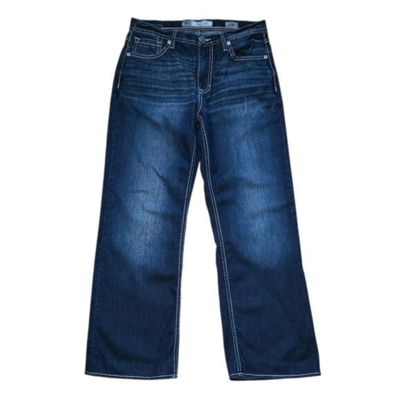 BKE Tyler Jeans Men’s 31x29 Straight Leg Blue Dark Wash Altered Hem Casual Denim - Picture 2 of 12